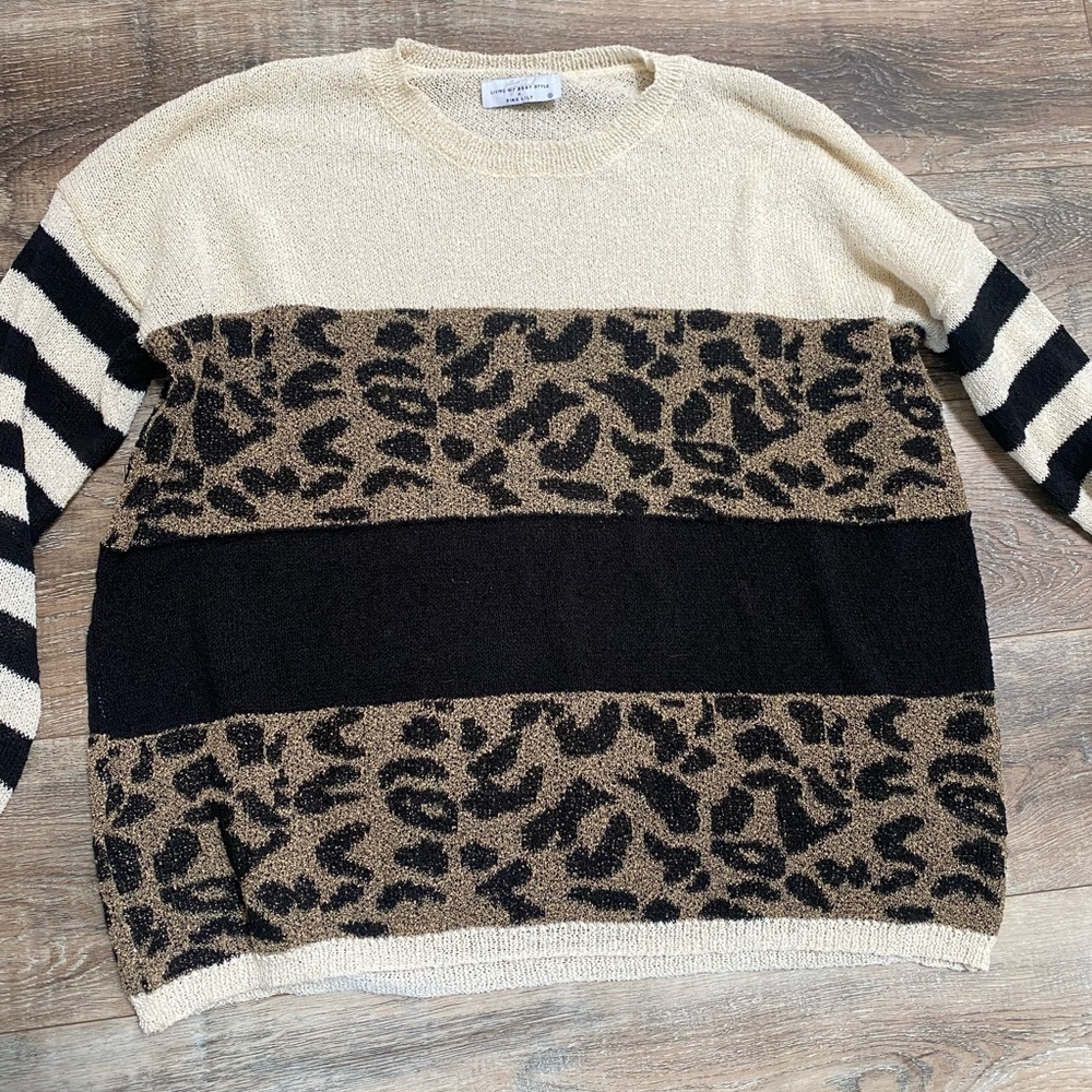 Pink Lily Color-block Oversized Sweater